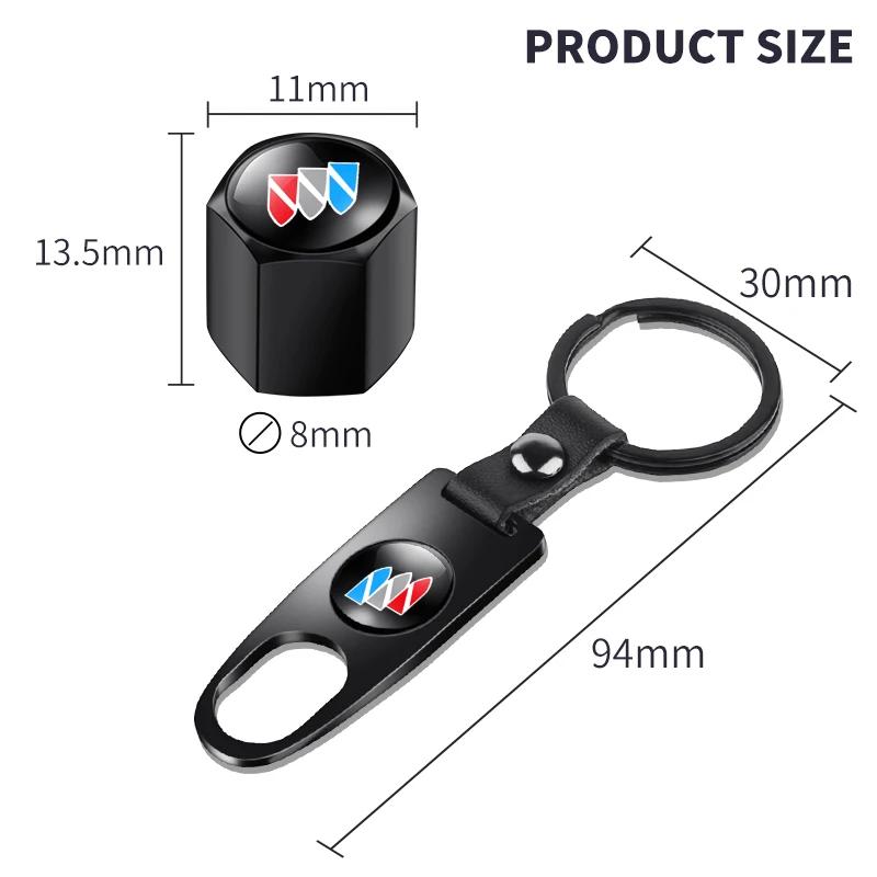 Car Wheel Tire Valve Stems Caps with car Keychain keyrings For Buick Avenir Enclave Century Encore Lacrosse XT GL6 Cascada