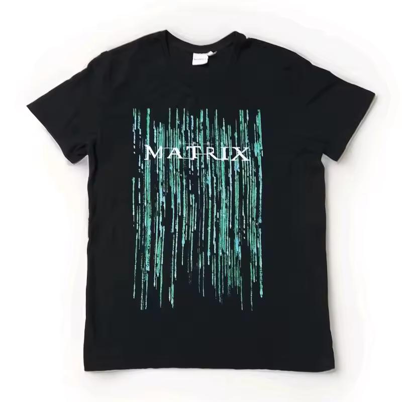 Retro T shirt, Themed After The Movie 'The Matrix', 90s Y2K Electronic Game Style Men's Summer Collection