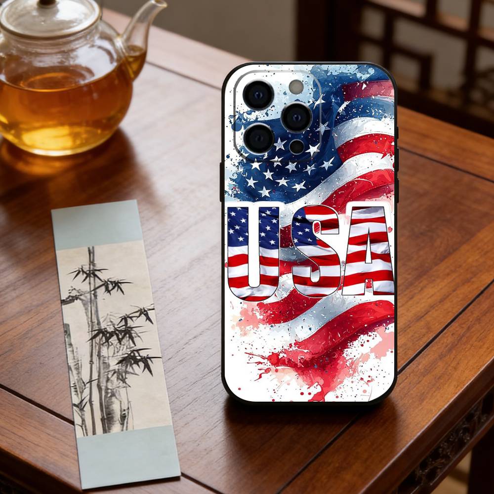 Американский флаг Чехол для телефона Силиконовый Мягкий Для IPhone 17 16 15 14 13 12 11 X XR Plus Pro Max Plus