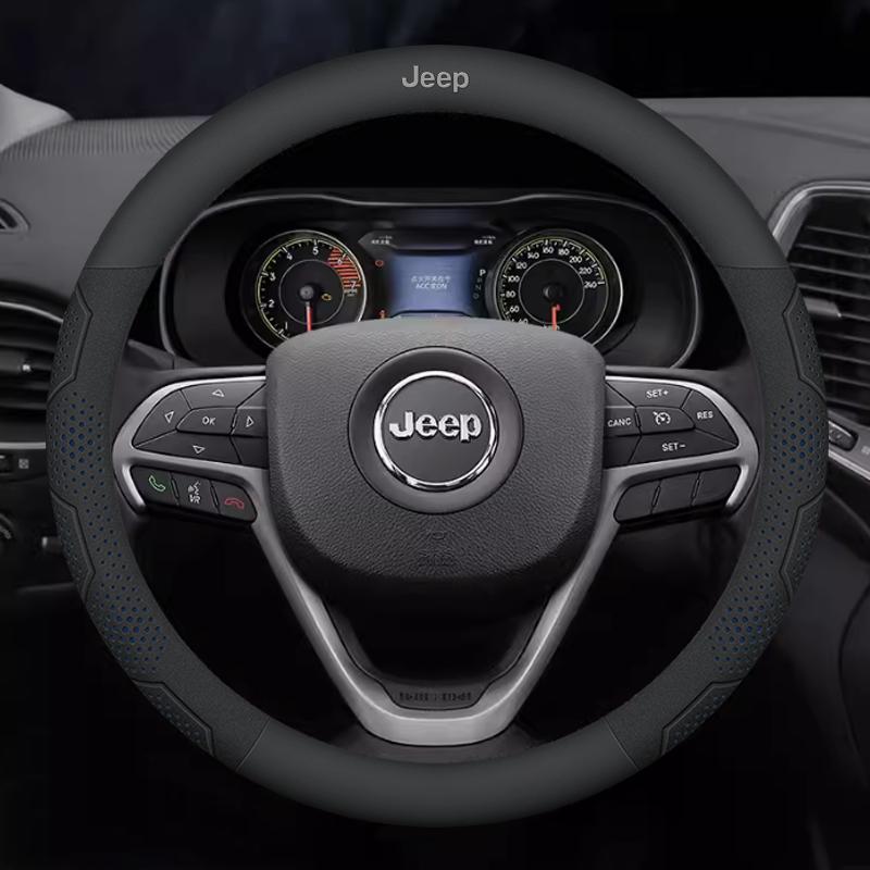 CNE1 Car Carbon Fiber Leather AntiSlip Steering Wheel Cover Jeep Grand Cherokee Wrangler Renegade Patriot Commander Compass Gladiator