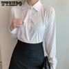 Long Sleeved White Shirt Women's Work Clothes Spring and Autumn Solid Formal Shirts Versatile Comfortable Tops