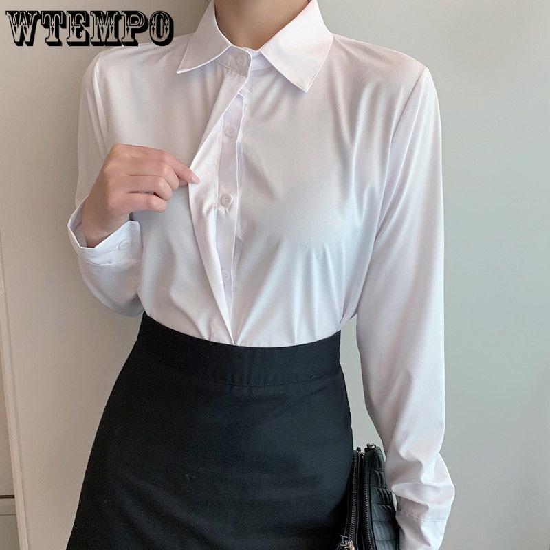 Long Sleeved White Shirt Women's Work Clothes Spring and Autumn Solid Formal Shirts Versatile Comfortable Tops