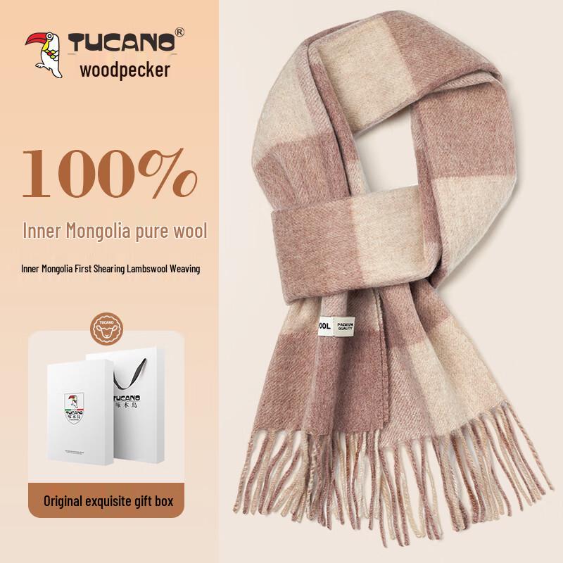 TUCANO Women's 100% Pure Wool Plaid Winter Scarf & Shawl