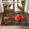 Crystal Velvet Square Rug Custom NameLamine Yamal Pattern Non Slip Home Floor Decor Rug