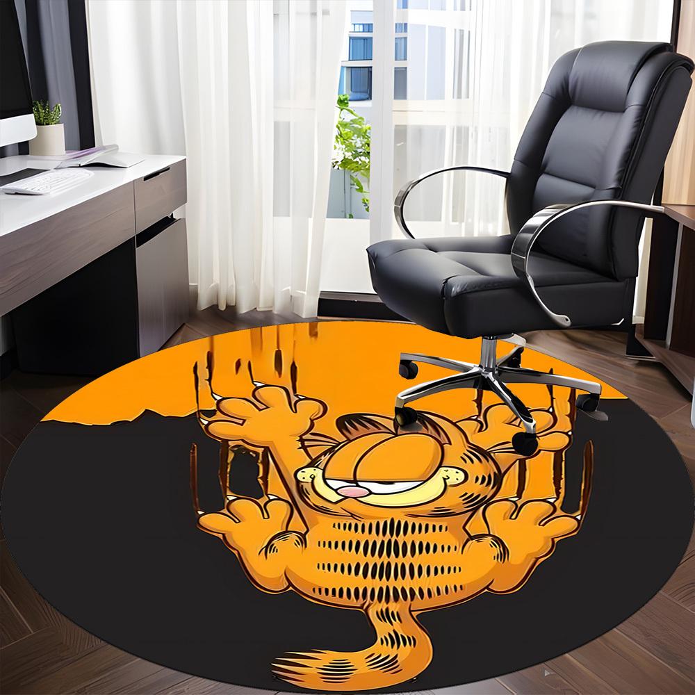 1pc Garfield Cat Office Round Area Rug, Indoor Mat Suitable For Office,Bedroom Living Room Home Decor, Room Deco a0926079