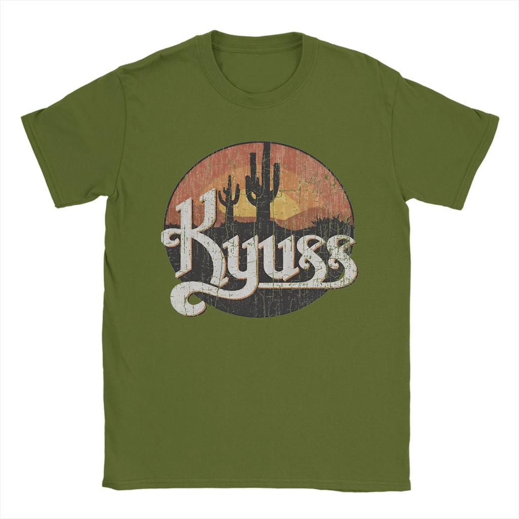 Men's T-Shirt Kyuss Sunset 1987 Queens Vintage Pure Cotton Tee Shirt Short Sleeve  T Shirts Round Collar Clothing 6XL