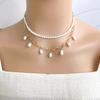 Meier Pearl layered necklace double chain fashion butterfly heart pendant women's romantic rose