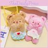 Cream Whimsical Bear Face Plush Keychain Adorable Keyring For Stylish Girls Gift