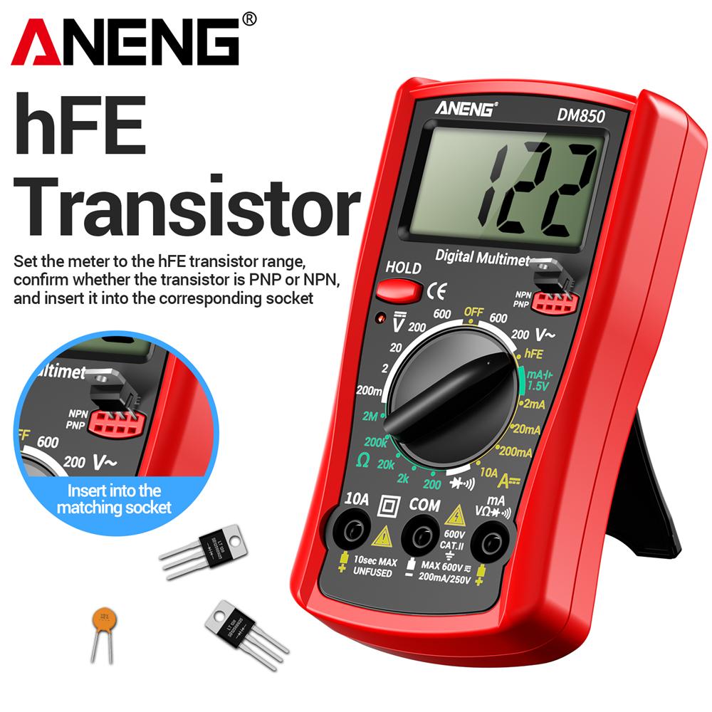 Портативный цифровой мультиметр ANENG DM850, 1999 отсчетов, AC/DC Напряжение, Ом, Ток, Детектор, Амперметр + B15 Тестер напряжения-ручка, Инструменты электрика, Цифровой дисплей