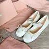 Женская обувь французская осень ретро бант неглубокий носок плоские балетки одинарные нескользящие удобные износостойкие туфли с круглым носком