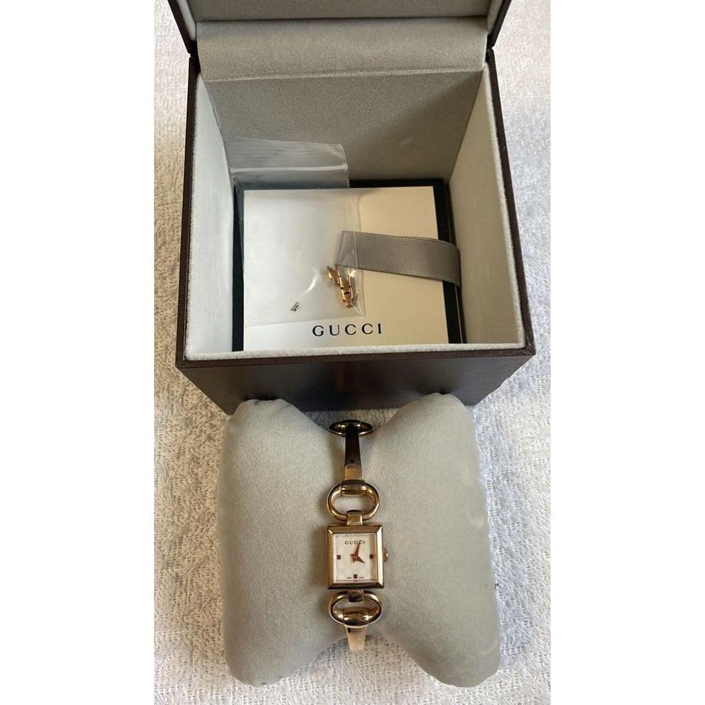 Б/у женские часы [GUCCI] серии 120 с узором GG, розовое золото, с коробкой