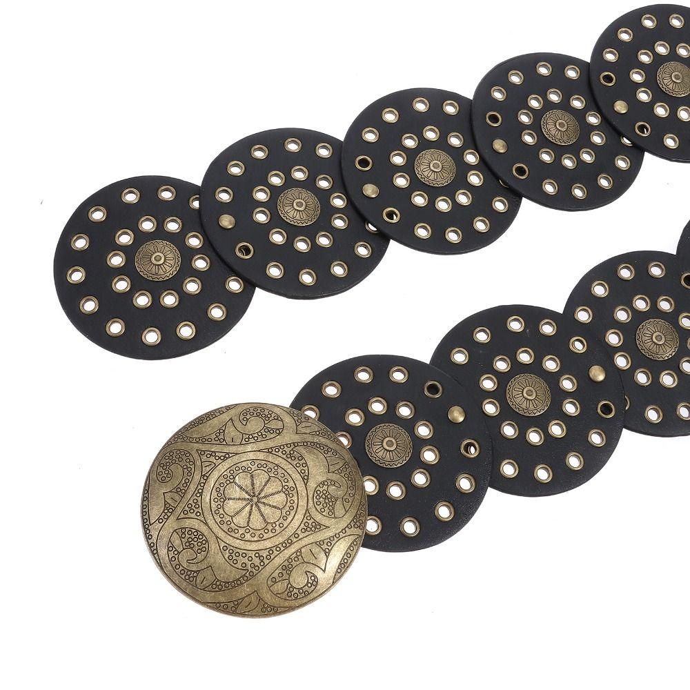 Western Style Disc Belt Y2K Wide Disc Belt Cowboy Wide Disc Belt Hollow Belt for Women