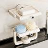 Wall Mounted Suction Cup Rotating Soap Box Non Perforated Soap Storage Rack  Bathroom