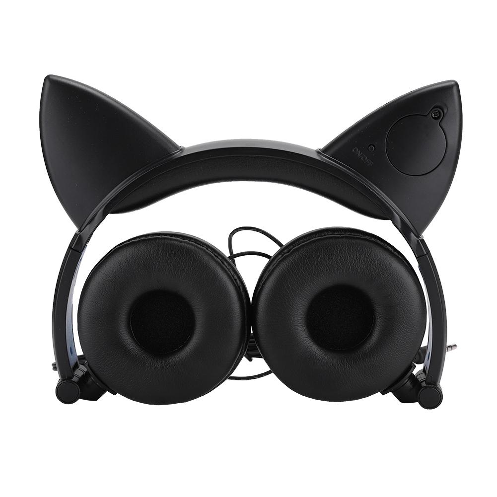 CL107 Cat Ear Foldable Music   USB Headphone Earphone with LED Light for PC Mobile Phone