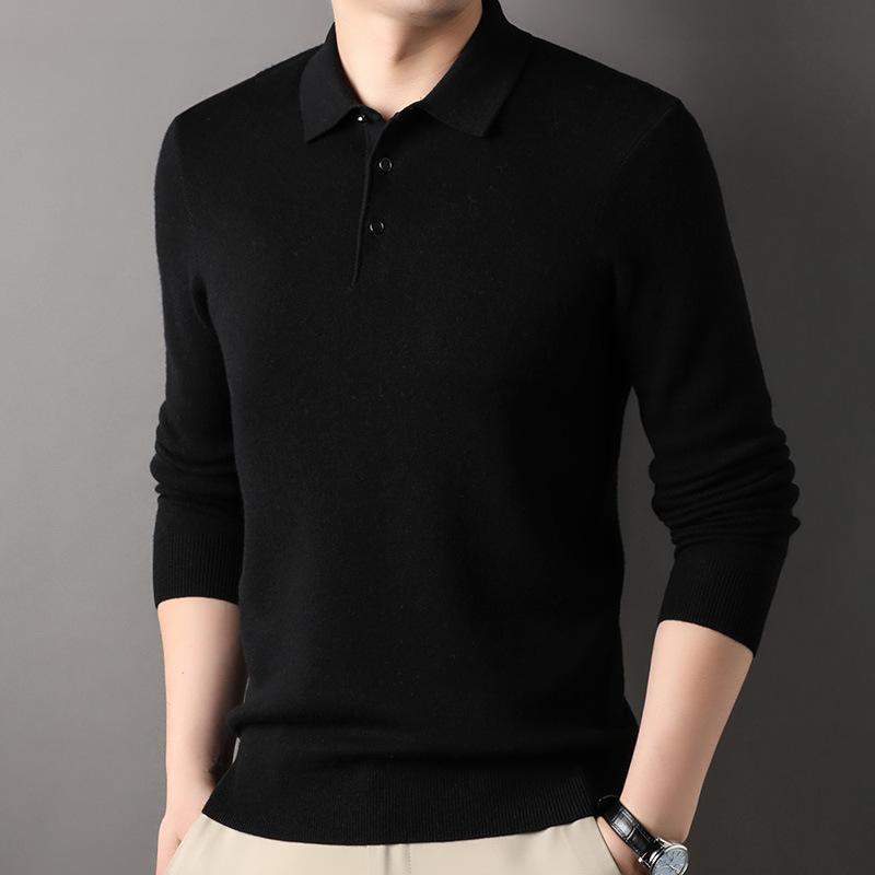 Весенне-осенний кардиган мужской свитер с лацканами 100% чистая шерсть свитер нижняя рубашка папа топ мужская одежда