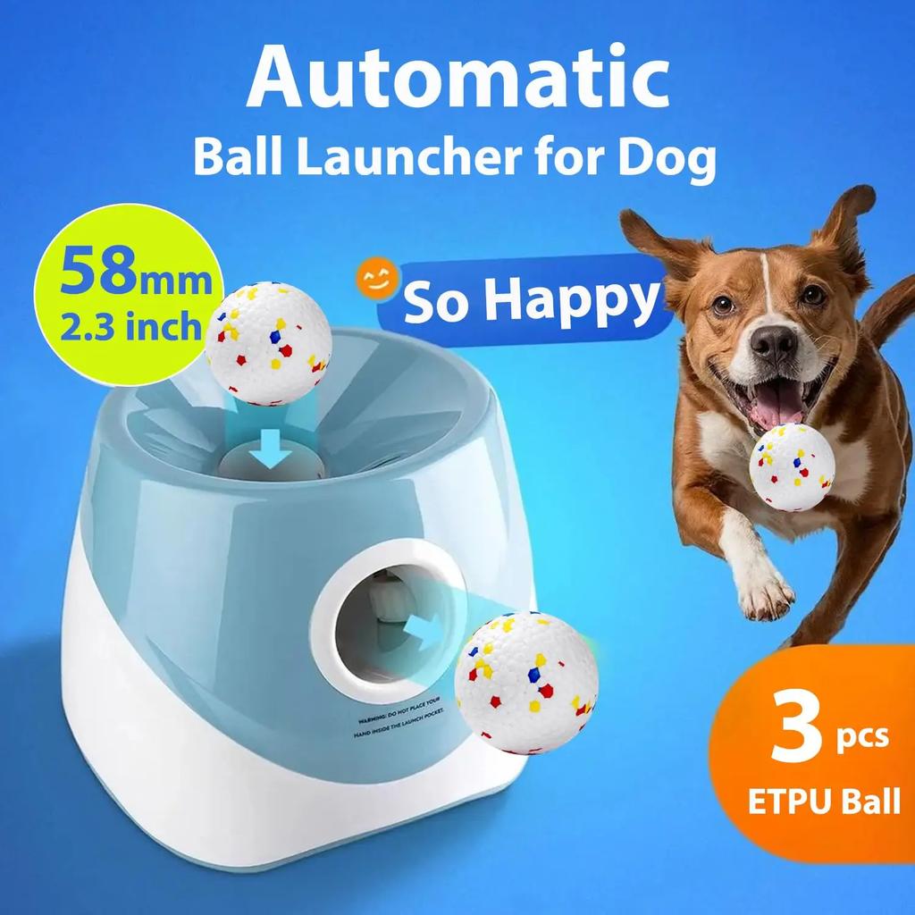 Dog Ball Thrower Launcher Ball Launcher for Dogs with 3Tennis Ball Interacive Dog Toys Fun Indoor Outdoor Adjustable Distance