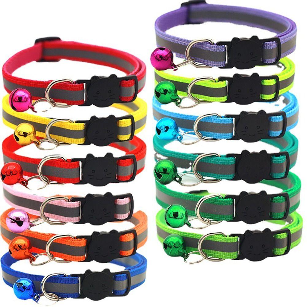 Adjustable Pets Collar with Bell Reflective Collar Trendy Cat Collar  Kitten Puppy