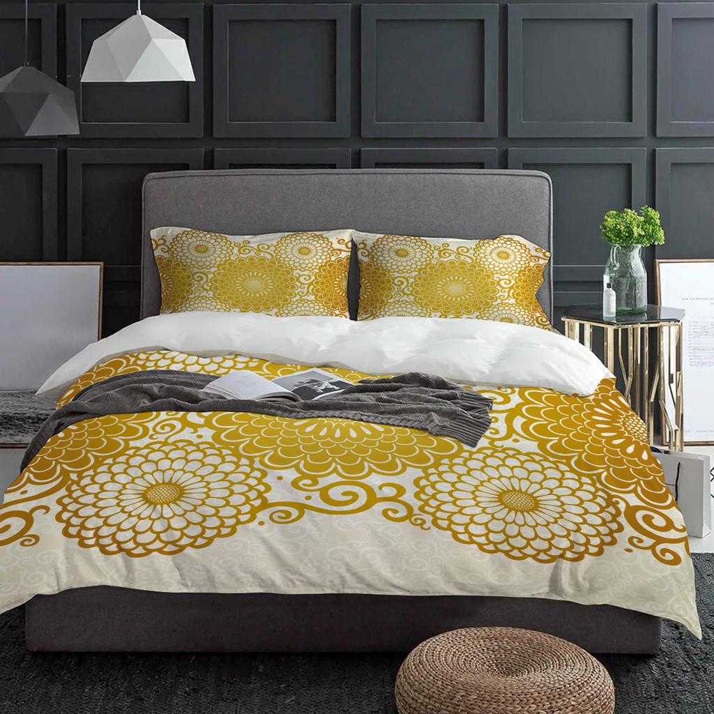 Желтый Цветок Пион Постельный Комплект 3шт Для Мальчиков Девочек Пододеяльник Наволочка Детский Взрослый Покрывало Двуспальный Комплект Домашний Текстиль