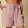 Women's Cotton Linen Shorts Solid Color Comfortable Wide Leg Five Points Pants