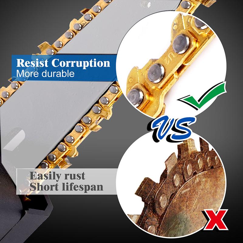 4/6 дюйма 28/37 ПРИВОДНЫЕ ЗВЕНЬЯ Золотая направляющая цепи Электрические цепи цепной пилы и направляющая для лесозаготовки Обрезка Полудолотило Электрическая цепная пила