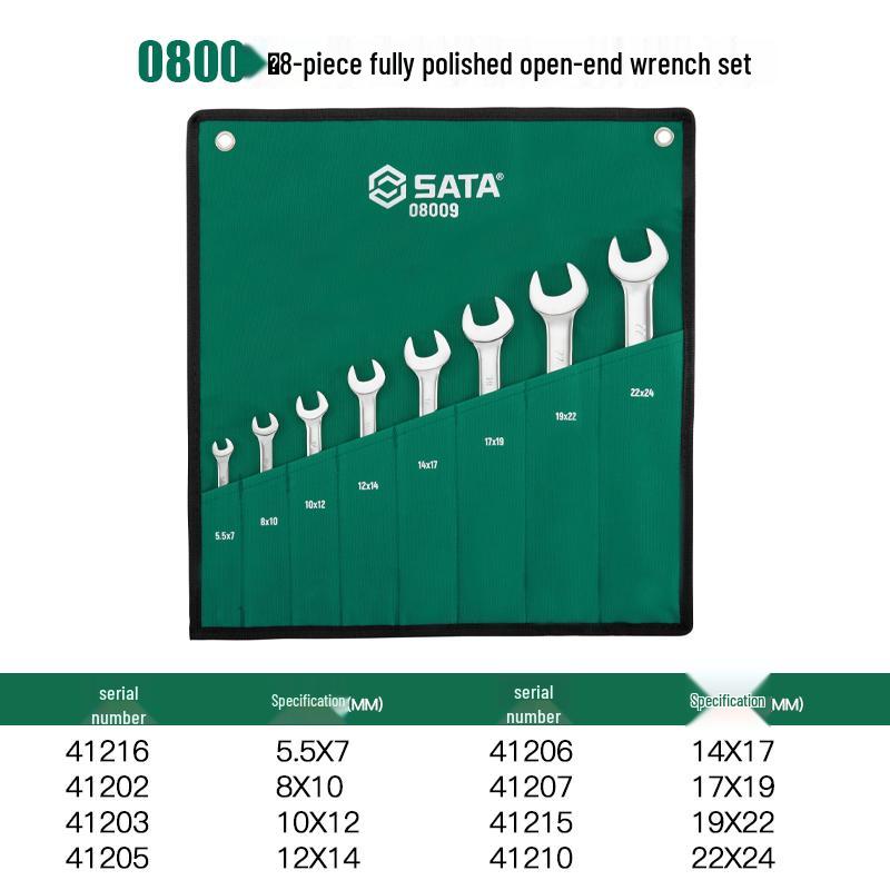 Двусторонний рожковый гаечный ключ SATA, Размеры: 8-24mm (Тип вилки)