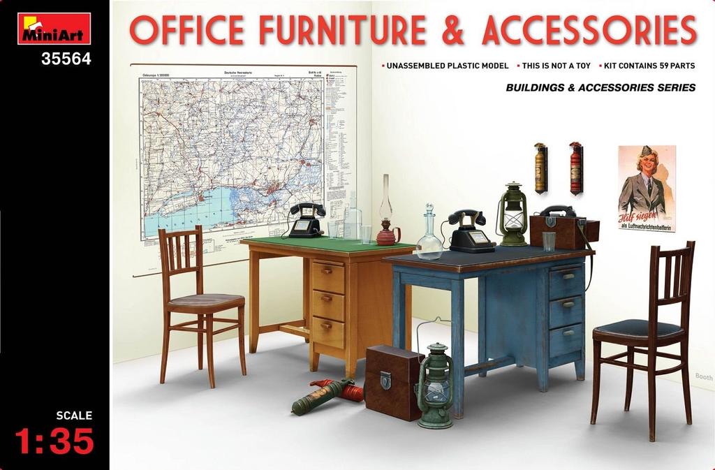 MiniArt Office Desk Accessories Plastic Model MA35564 1/35 &