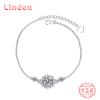 Lindon Women Moissanite Zircon 925 Sterling Silver Jewelry Geometric Bead Chain Link Bracelet Fashion Fine Wedding Gift for Girlfriend
