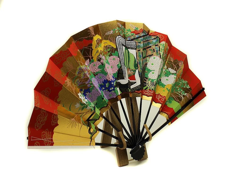 Kyoto Decorative Imperial 9 Inches and 5 Made In Comes with Fan Japanese Entrance Japanese New Year Front and Back Patterns Height 29cm X Width 51cm