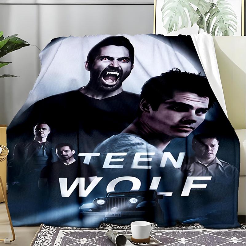 1PC Teen Wolf Flannel Blanket, Use for Birthday/Holiday Gift, Soft Blanket for Sofa/Bed/Camping/Office/Tourism Use,All Seasons