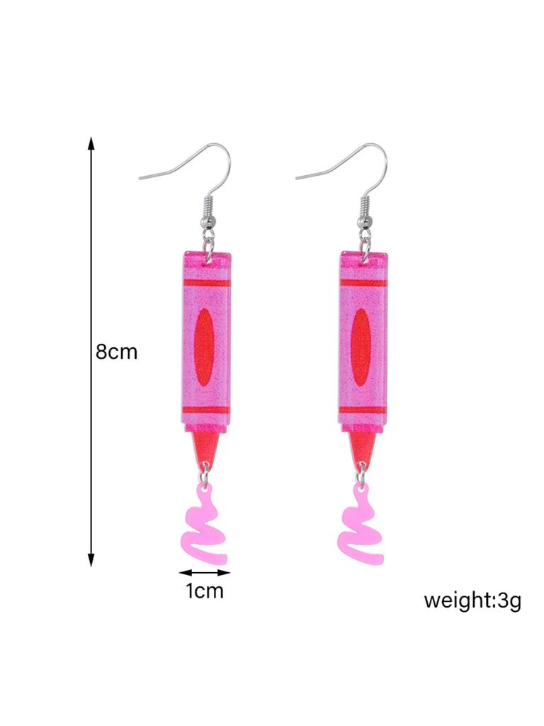 Acrylic New Crayon Earrings Cute, Funny, Personalized, Fashionable Printed Earrings