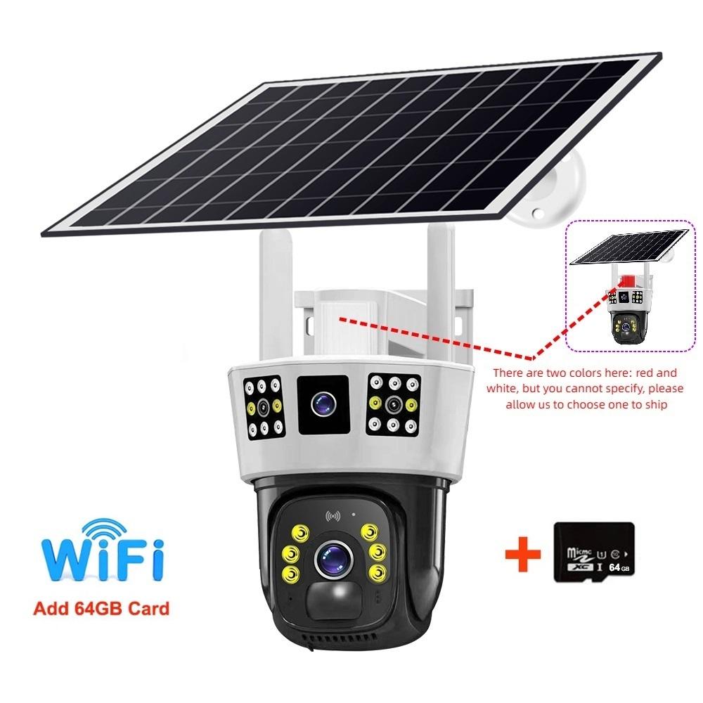 Triple-Screen Solar-Powered Surveillance Camera: 360° Outdoor Day-Night Full-Color Remote Wireless 4G/Wifi Camera Three-screen Surveillance