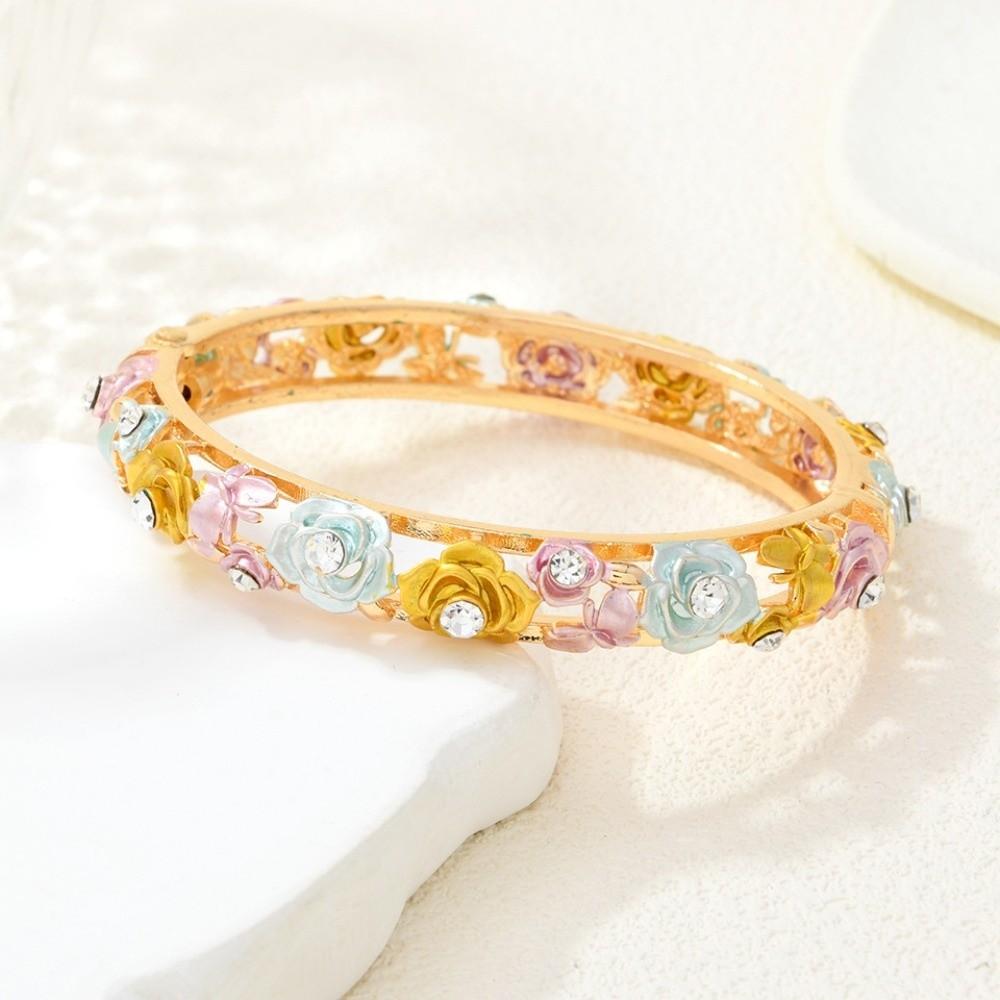 Traditional Filigree Enamel Bangle Rhinestone Women's Wrist Jewelry Daily