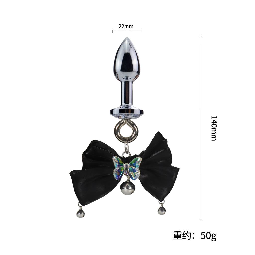 Sexy Aurora Bowknot Non-Piercing Nipple Clamps with Butt Plug Long Chain Set Dangle Bell Heart BDSM Adult Roleplay Lingerie Jewe