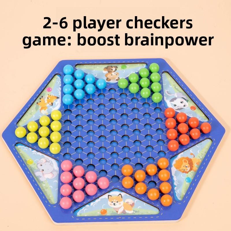 Educational Game Wooden Set With Magnetic Checkers For Kids Brain Training