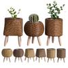 Willow Woven Plant Rack Flower Frame Pots Straw Pots Hand Arrangement Willow Plant Stands Indoor Holder Stool Pots Trays