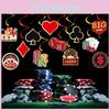 Spiral Party Paper Hangings With Poker Chips Design For Festive Venue Decoration