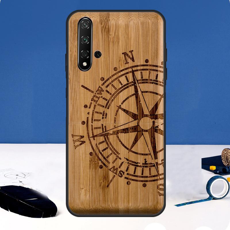 Чехол с принтом черепа из бамбука и дерева для Huawei Nova Y90 Y91 Y60 Y61 Y70 10 9 SE 11 Pro 5T 11i 8i 3i P20 P40 P30 Lite