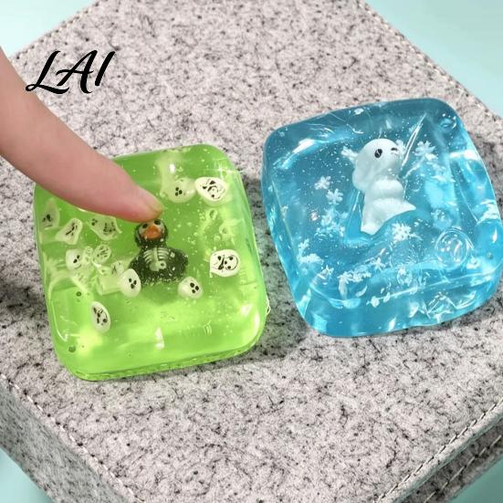 Transparent Ice Cube Toy Christmas Squeeze Toy Stress Sensory for Halloween Soft Clear Pinch Anxiety Relief Halloween