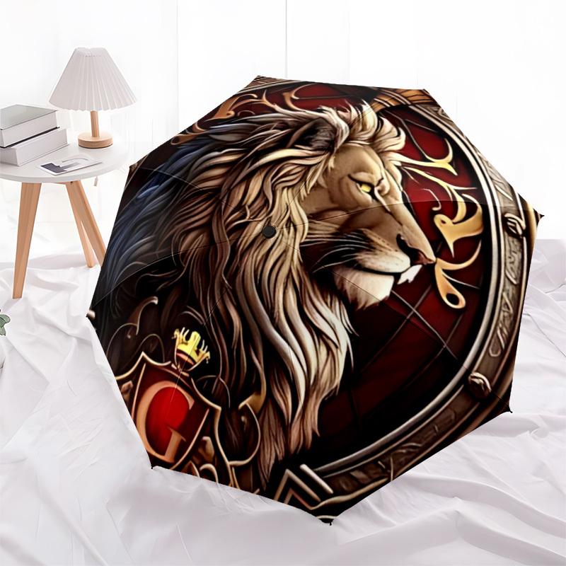 1pc Lion Emblem Automatic Open/Close Umbrella, Lightweight Design for Everyone,Durable Canopy yy251014056