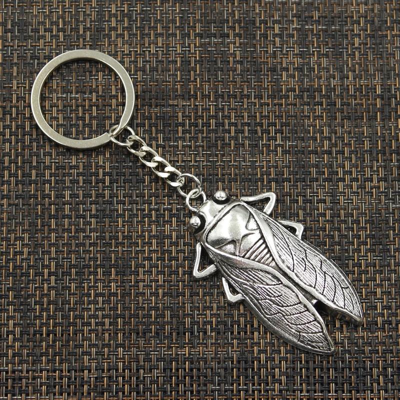 Модный брелок для ключей 30 мм, металлический брелок для ключей, ювелирные изделия, античная бронза, летняя подвеска «Цикада» 62x33 мм