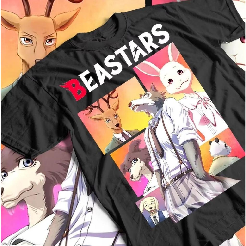 Аниме Beastars Графическая футболка 100% хлопок Мужская 2026 Новая Весна Лето Женские рубашки Харадзюку Повседневная Унисекс Футболка с коротким рукавом
