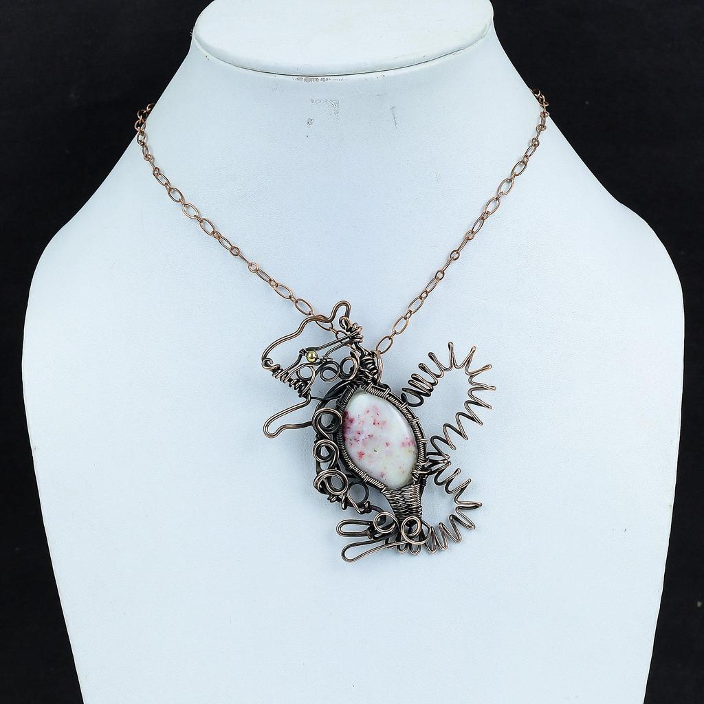 Cinnabarite Pendant Copper Wire Wrapped Pendant Gemstone Jewelry Rabbit Pendant Handmade Antique Pendant Copper Wire Wrap Jewelry Gifts For Mom