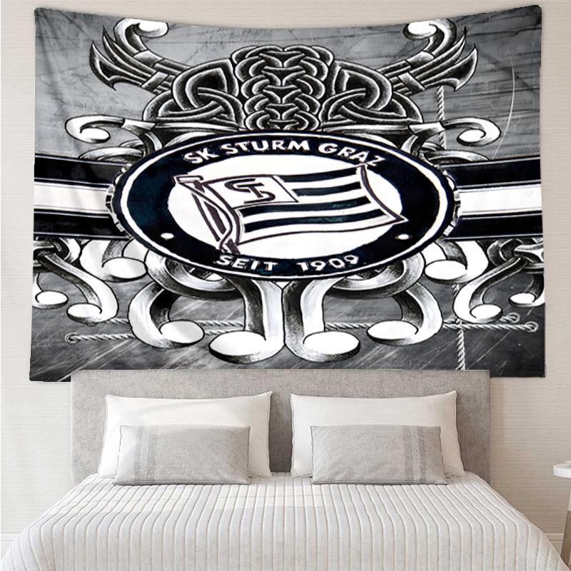1PC Sturm Graz Crest Emblem Printed Tapestry Room Decoration Wall Hanging for Living Room Bedroom, dormitory, Birthday and Christmas gifts