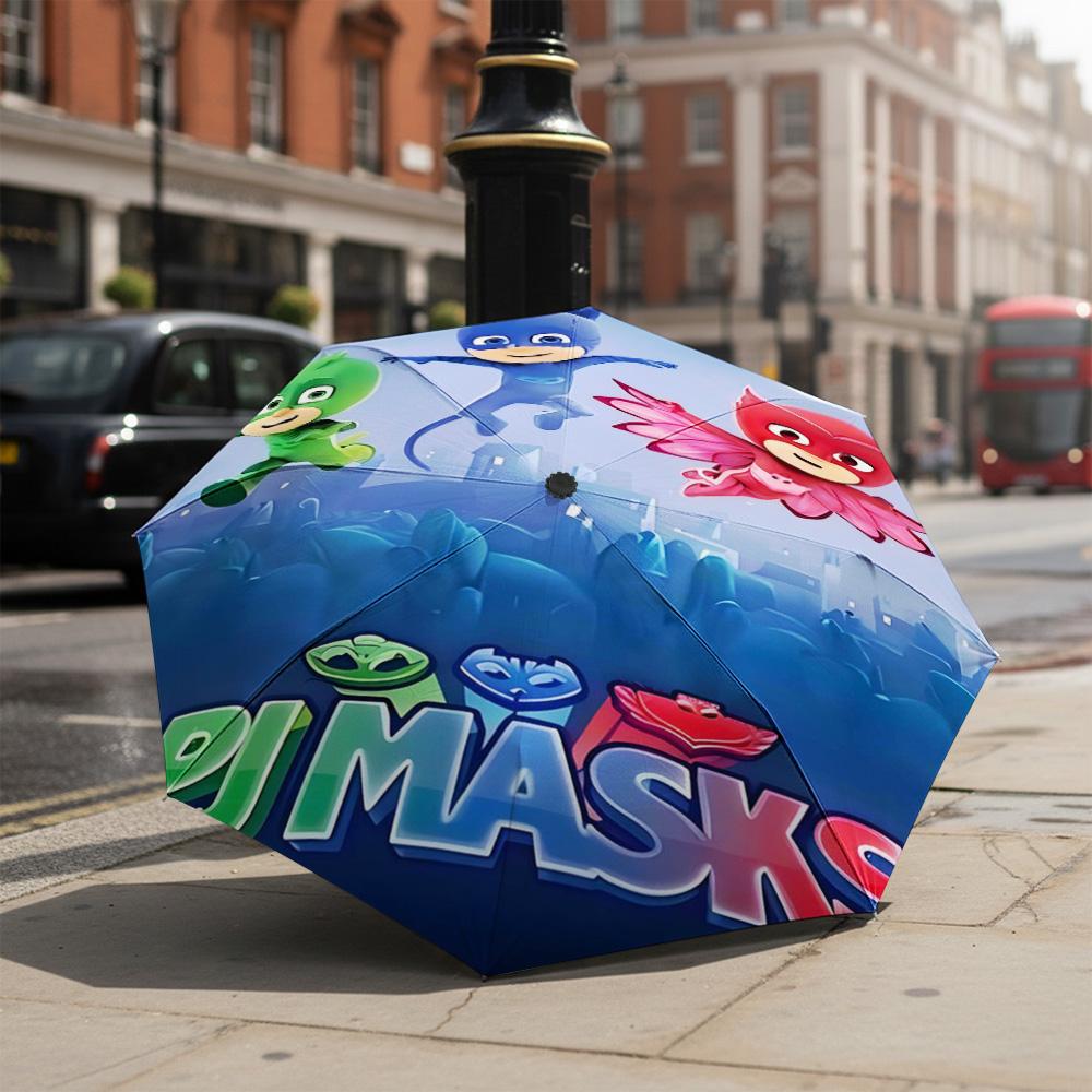 1 шт. Автоматический складной зонт - Узор PJ Masks, Портативный и складной дизайн с 8 спицами, Рождественские и Дни Рождения Подарки