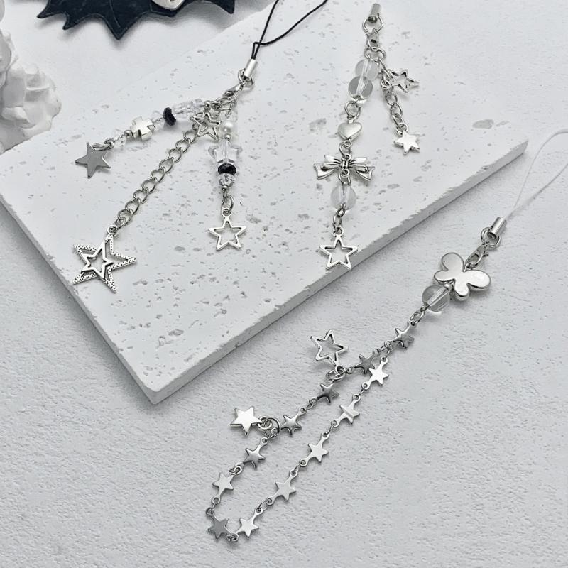 Набор из 3 штук брелоков для телефона с подвесками в виде бабочек и звезд, ручной работы, модный аксессуар для смартфонов