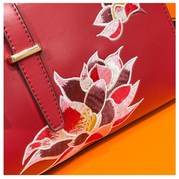 WDPOLO красная женская сумка с вышивкой, новинка 2023 года, стильная сумка премиум-класса с вышивкой, женская свадебная сумка для мамы, сумка через плечо 965