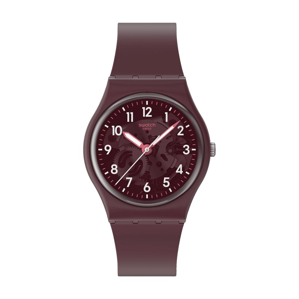 Swatch Мужские часы с кварцевым механизмом Швейцарские часы красный циферблат корпус из материала biosource SO28R115