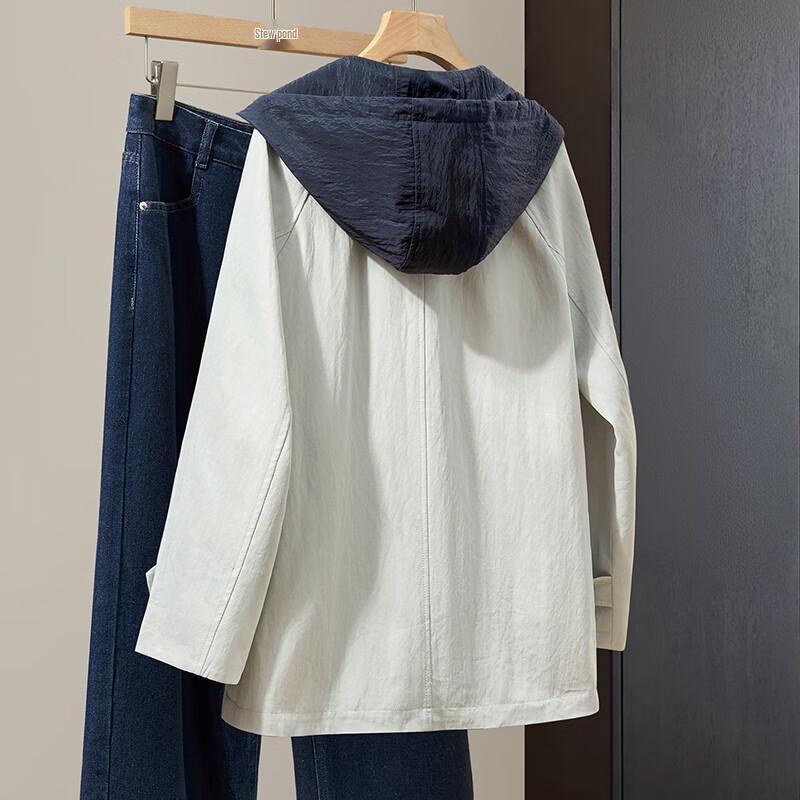 Женская ветровка с капюшоном и рукавами реглан, с цветными блоками и затягивающимся шнурком