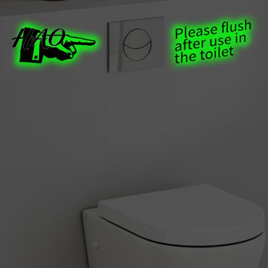 Humorous Bathroom Wall Art Glow in The Dark Toilet Sticker, Finger And Remind to Flush Funny Restroom Signage Stickers Design, Waterproof PVC