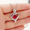 Luxury Red Zircon Rose Flower Heart Necklace Gift For Girlfriend Girls Birthday Valentine Mother'S Day Gift Romantic Accessories